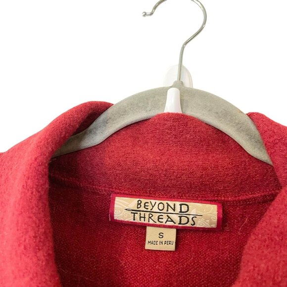 Beyond Threads Cardigan Sweater Women S Red Asymmetrical Alpaca Wool Lagenlook - Picture 5 of 6